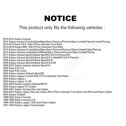 Coated Brake Rotors Front Pair For Subaru Impreza Scion FR-S Legacy BRZ Forester
