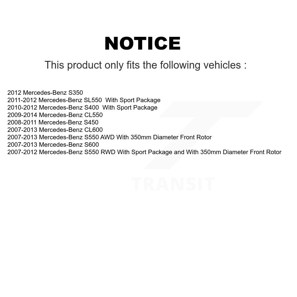 Coated Brake Rotors Front Pair For Mercedes-Benz S550 S450 SL550 CL550 S350 S400