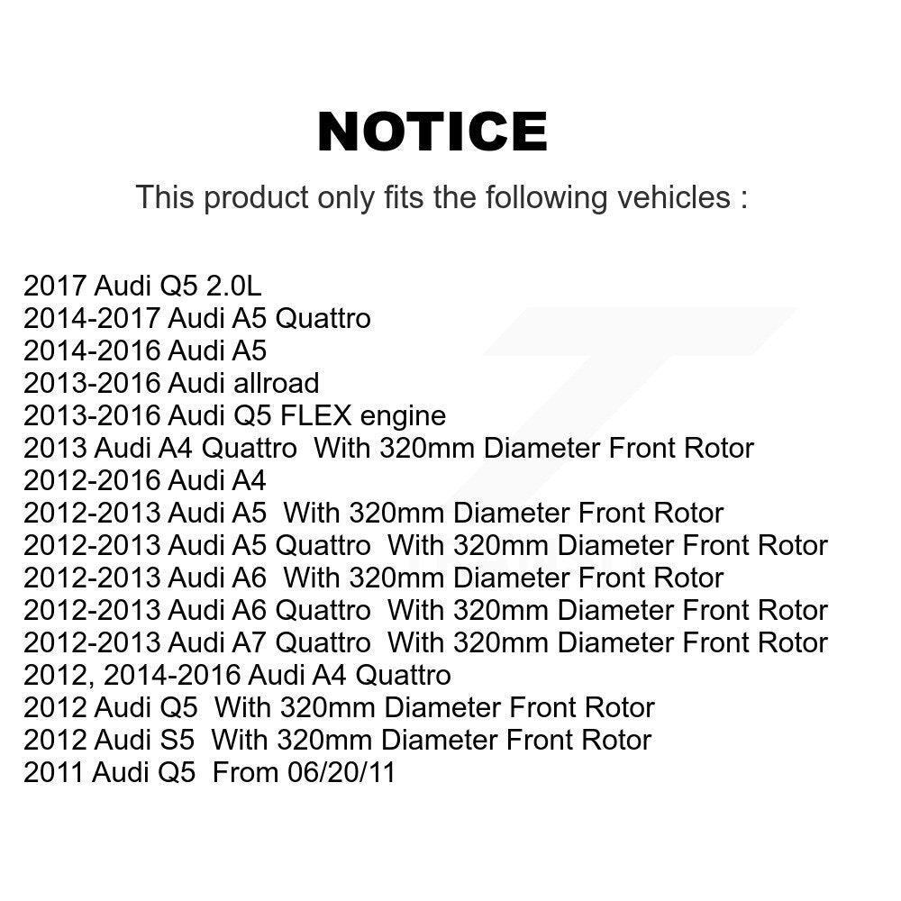 Coated Disc Brake Rotors Front Pair For Audi Q5 A4 Quattro A5 allroad A7 A6 S5