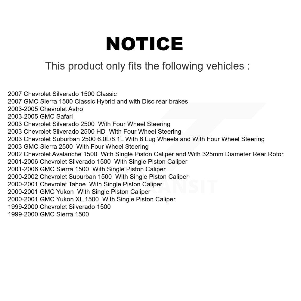 Coat Brake Rotor Rear Pair For Chevrolet GMC Silverado 1500 Sierra 2500 HD Astro