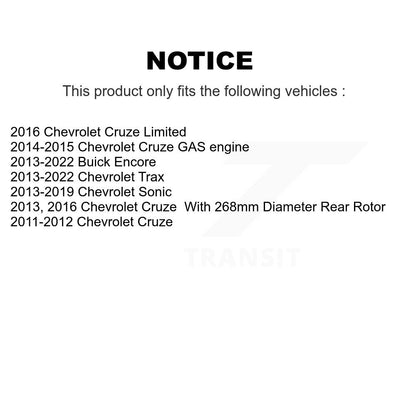 Coated Brake Rotor Rear Pair For Chevrolet Cruze Buick Encore Trax Sonic Limited