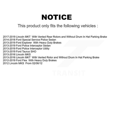 Coat Brake Rotors Rear Pair For Ford Explorer Flex Taurus Police Interceptor MKT