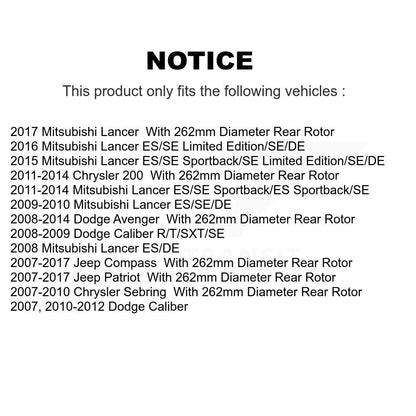 Coat Brake Rotor Rear Pair For Jeep Mitsubishi Lancer Patriot Dodge Chrysler 200