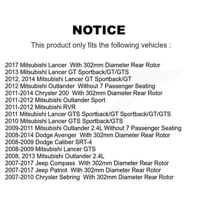 Coated Brake Rotor Rear Pair For Mitsubishi Jeep Lancer Patriot Chrysler Compass