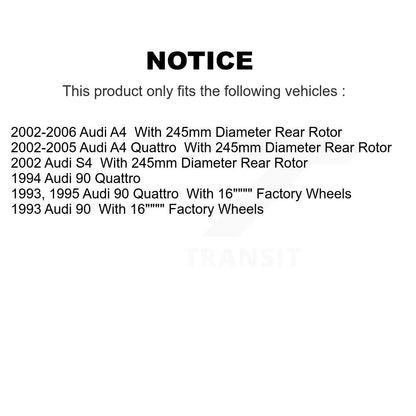 Coated Disc Brake Rotors Rear Pair For Audi A4 Quattro 90 S4