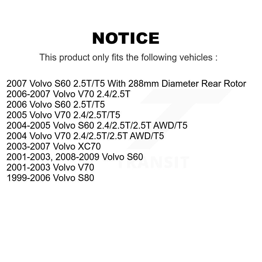 Coated Disc Brake Rotors Rear Pair For Volvo S60 XC70 V70 S80