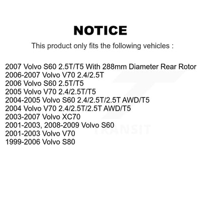 Coated Disc Brake Rotors Rear Pair For Volvo S60 XC70 V70 S80