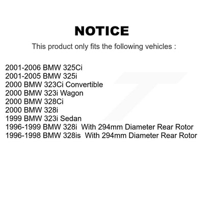 Coated Disc Brake Rotor Rear Pair For BMW 325i 325Ci 328i 323i 323Ci 328is 328Ci