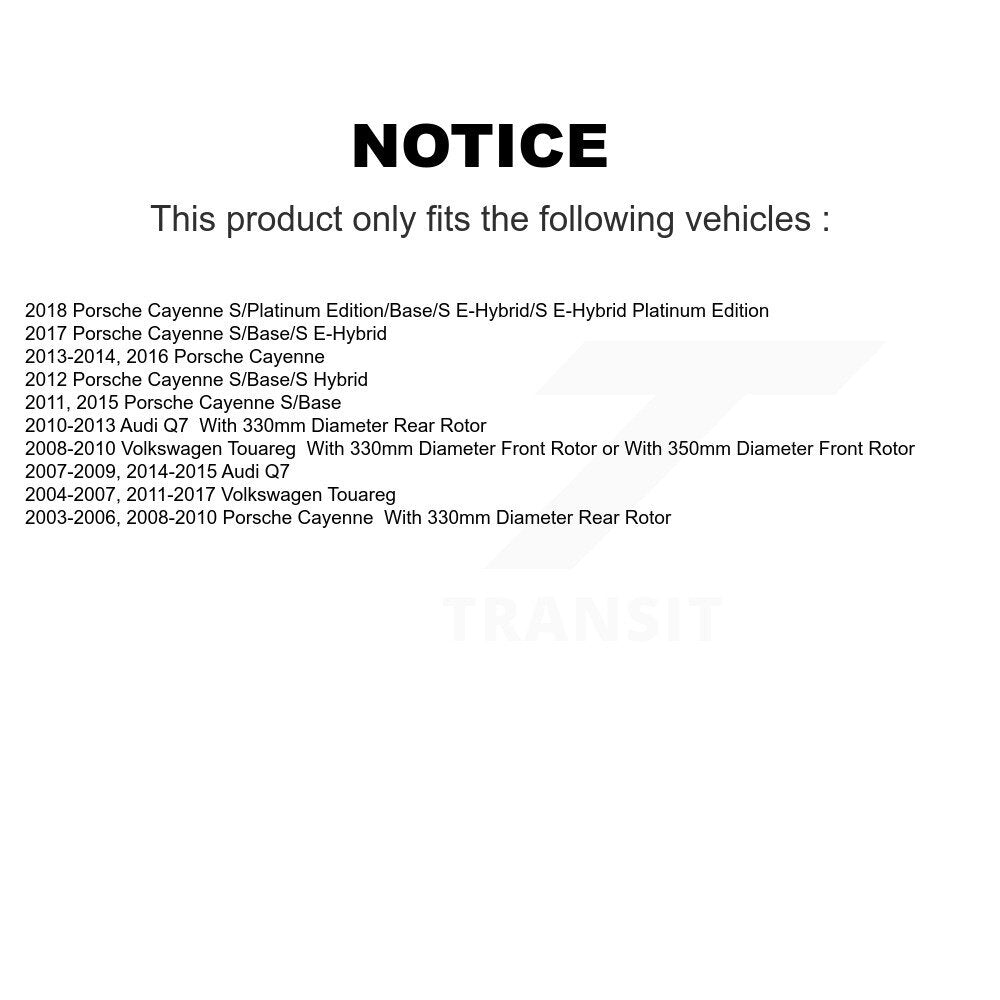 Coated Disc Brake Rotor Rear Pair For Porsche Cayenne Volkswagen Touareg Audi Q7
