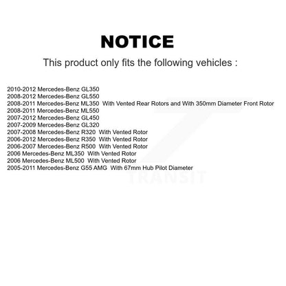 Coat Brake Rotors Rear Pair For Mercedes-Benz ML350 GL350 R350 GL320 GL450 GL550