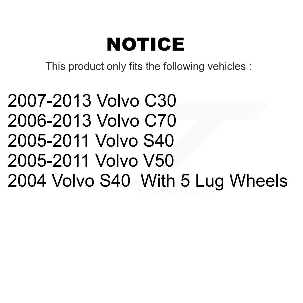 Coated Disc Brake Rotors Rear Pair For Volvo S40 C30 V50 C70