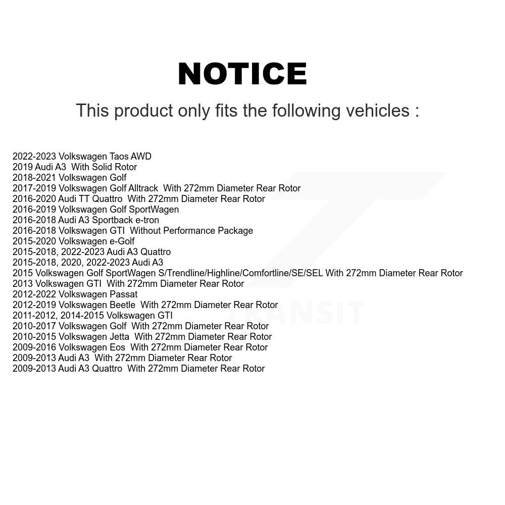 Coat Brake Rotor Rear Pair For Volkswagen Jetta Golf Passat SportWagen Taos Audi