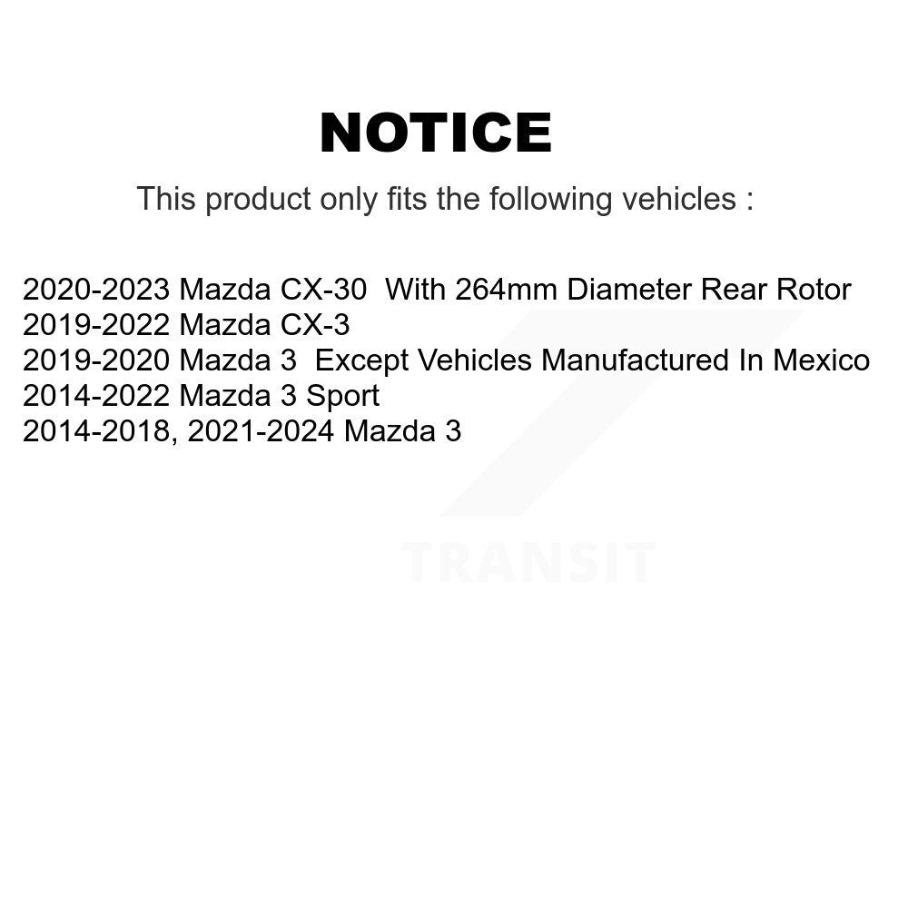 Coated Disc Brake Rotors Rear Pair For Mazda 3 CX-30 Sport CX-3