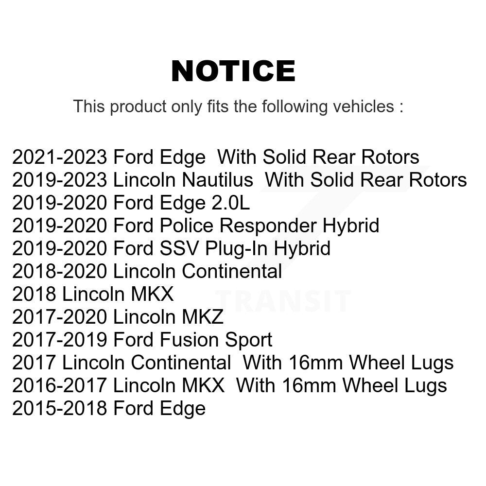 Coat Brake Rotors Rear Pair For Ford Edge Fusion Lincoln Nautilus MKX MKZ Police