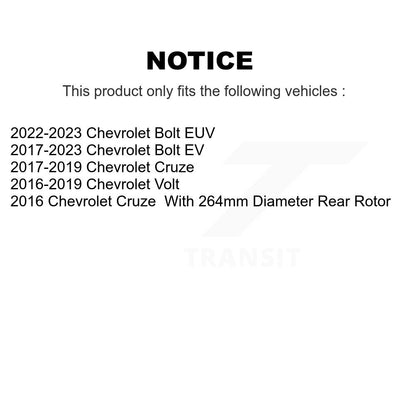 Coated Disc Brake Rotors Rear Pair For Chevrolet Cruze Bolt EV EUV Volt