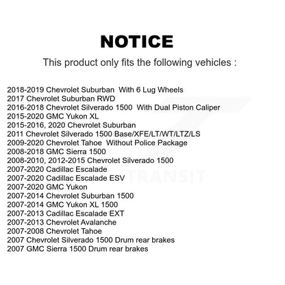 Coat Brake Rotor Front Rear Kit For Chevrolet GMC Sierra 1500 Silverado Tahoe XL