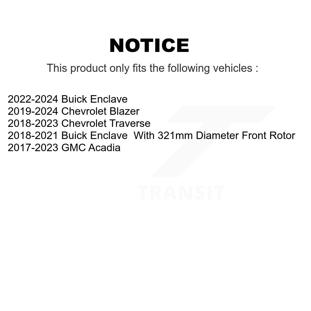 Coated Brake Rotor Front Rear Kit For Chevrolet Traverse GMC Acadia Blazer Buick