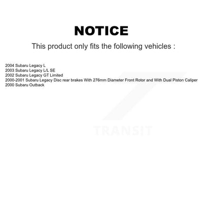 Coated Disc Brake Rotors Front Rear Kit For Subaru Legacy Outback