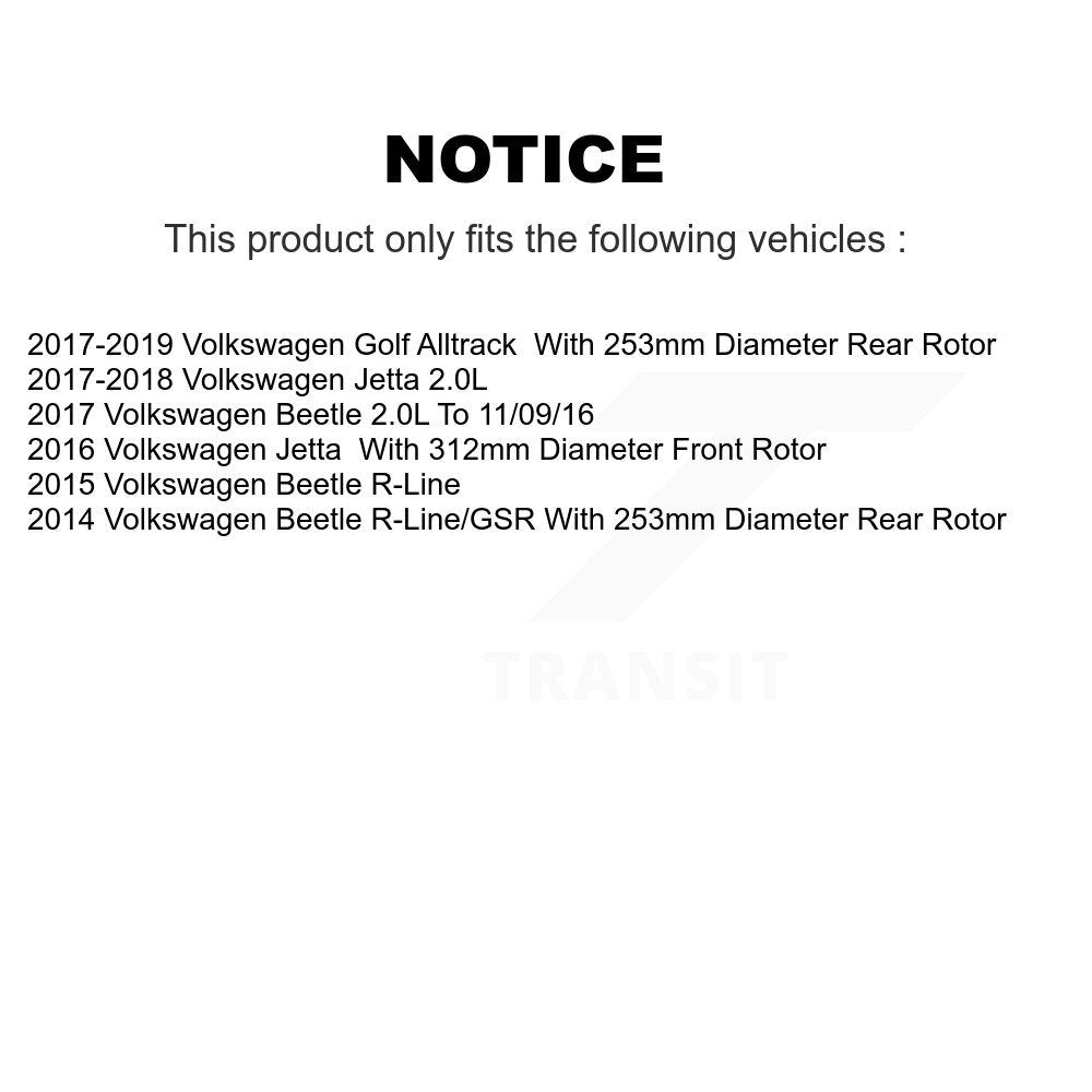 Coated Disc Brake Rotor Front Rear Kit For Volkswagen Jetta Golf Alltrack Beetle