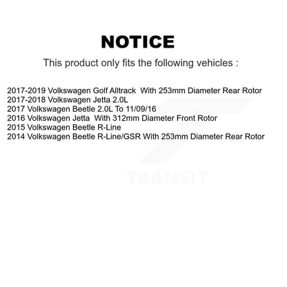 Coated Disc Brake Rotor Front Rear Kit For Volkswagen Jetta Golf Alltrack Beetle