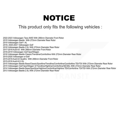 Coat Disc Brake Rotor Front Rear Kit For Volkswagen Golf SportWagen Taos Audi A3