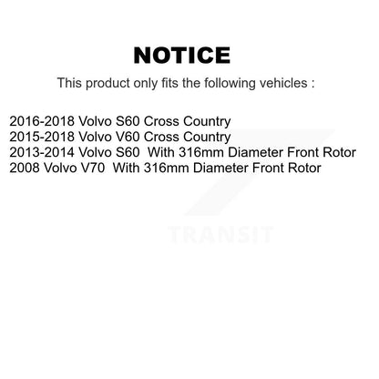 Coated Disc Brake Rotors Front Rear Kit For Volvo S60 V60 Cross Country V70