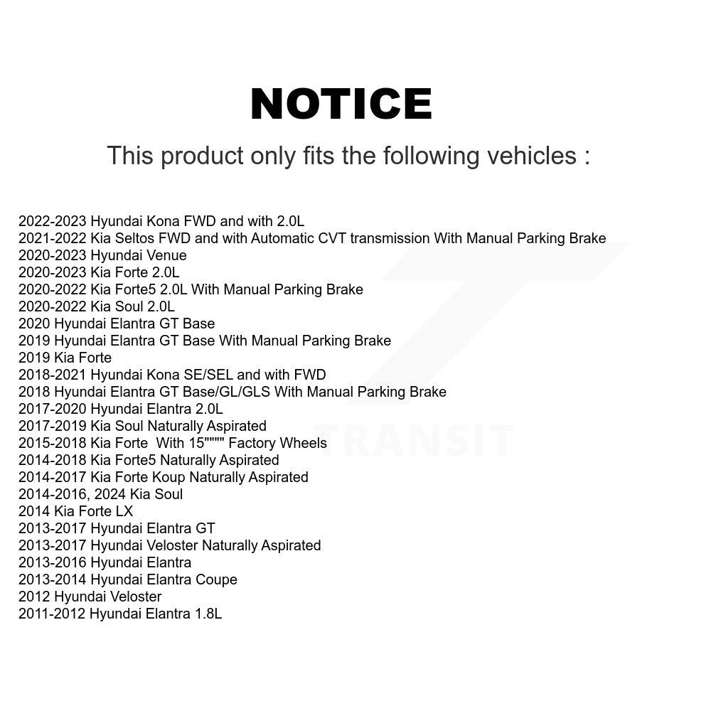 Coat Brake Rotor Front Rear Kit For Hyundai Elantra Kia Kona Forte Soul GT Venue