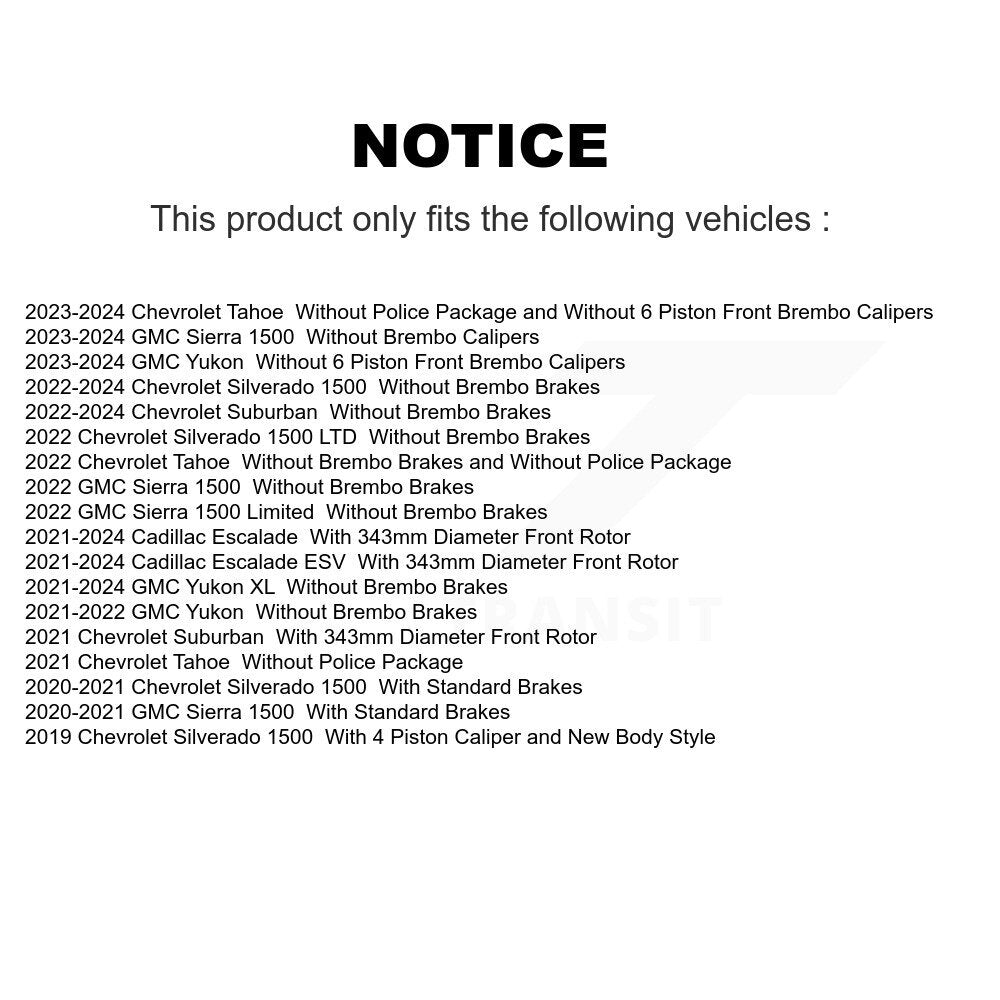 Coat Brake Rotor Front Rear Kit For GMC Chevrolet Silverado 1500 Sierra Yukon XL