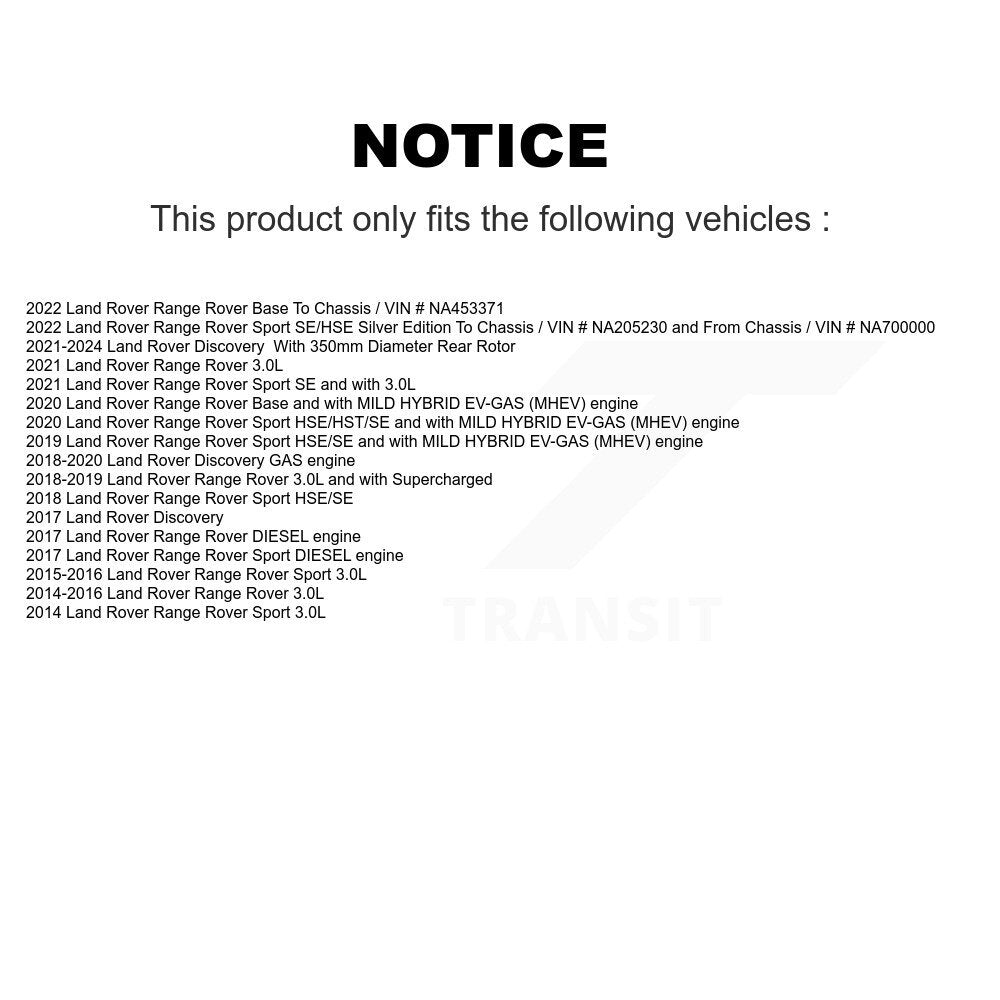 Coated Disc Brake Rotors Rear Pair For Land Rover Range Sport Discovery
