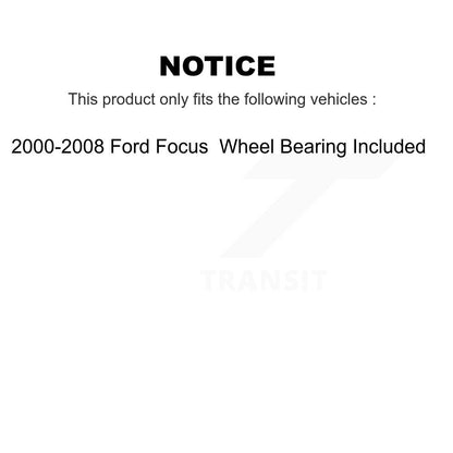 Coated Brake Drums Rear Pair For 2000-2008 Ford Focus Wheel Bearing Included