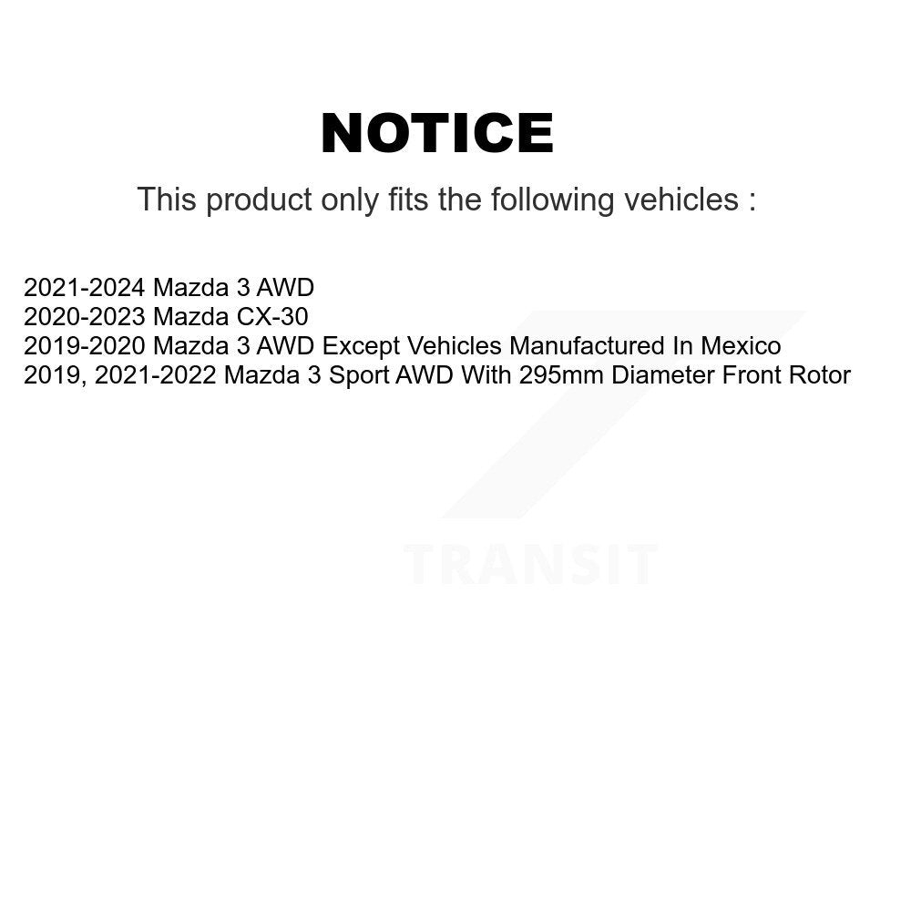 Coated Disc Brake Rotors Front Pair For Mazda 3 CX-30 Sport