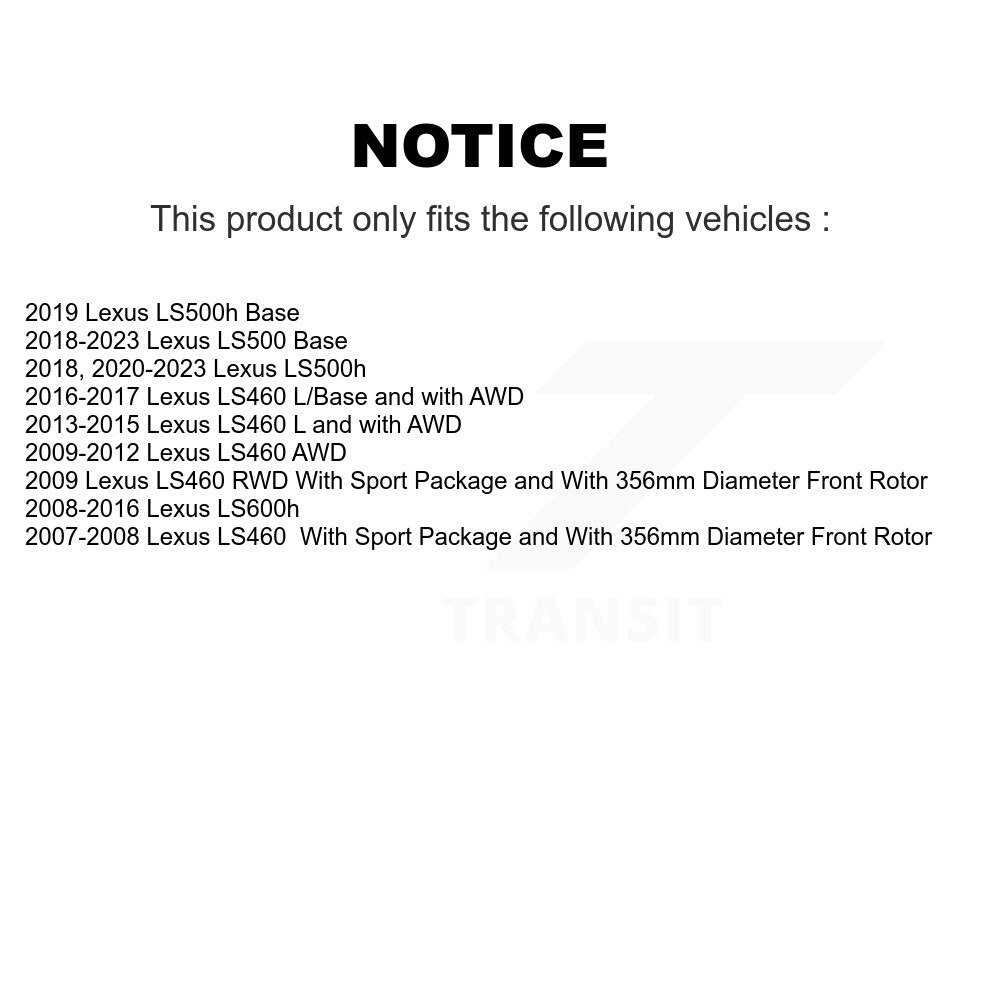 Coated Disc Brake Rotors Front Kit For Lexus LS460 LS500 LS600h LS500h