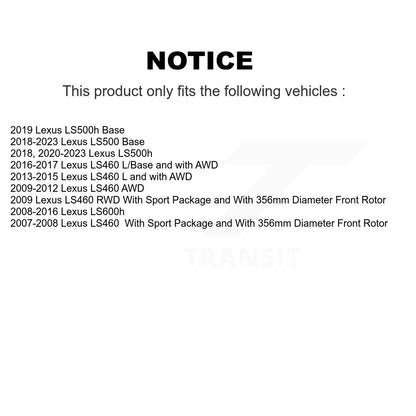 Coated Disc Brake Rotors Front Kit For Lexus LS460 LS500 LS600h LS500h