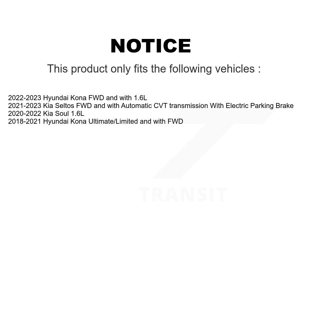 Coated Disc Brake Rotors Rear Pair For Hyundai Kona Kia Seltos Soul