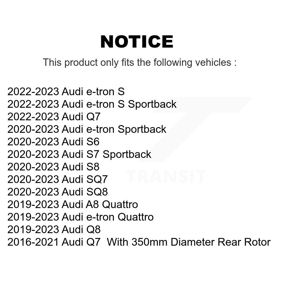 Coat Brake Rotors Rear Pair For Audi Q7 Q8 e-tron Quattro SQ8 Sportback SQ7 A8 S