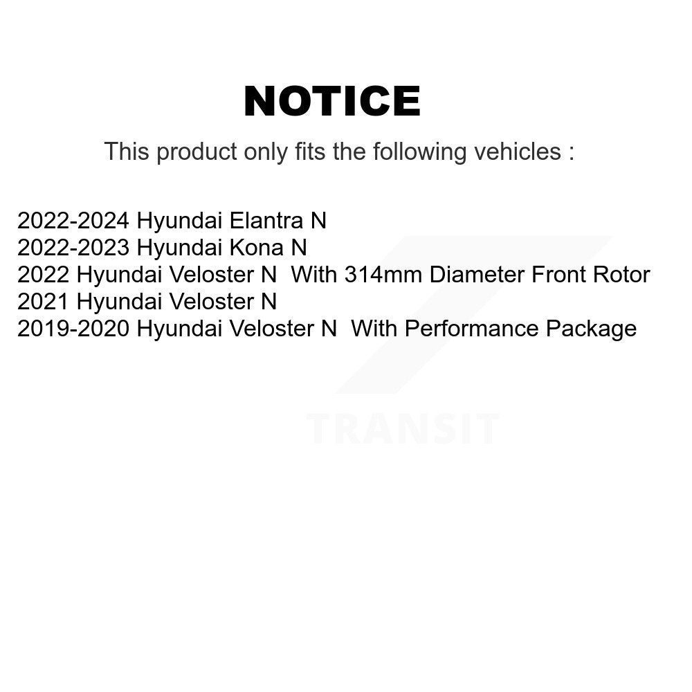 Coated Disc Brake Rotors Rear Pair For Hyundai Elantra N Veloster Kona