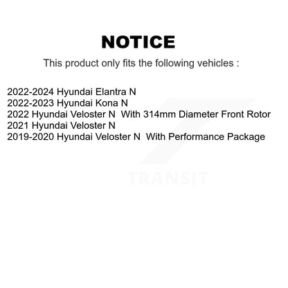 Coated Disc Brake Rotors Rear Pair For Hyundai Elantra N Veloster Kona