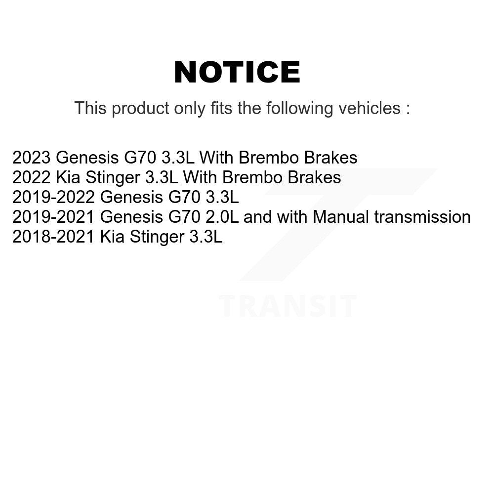 Coated Disc Brake Rotors Front Pair For Genesis G70 Kia Stinger