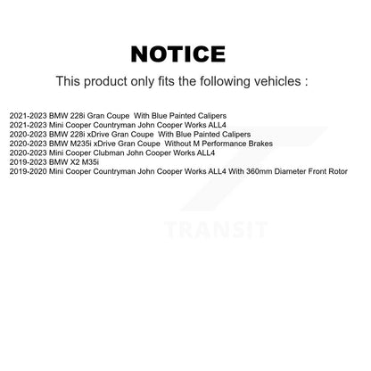 Coated Brake Rotors Front Kit For Mini Cooper Countryman BMW X2 228i xDrive Gran