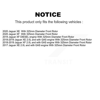 Coated Disc Brake Rotors And Semi-Metallic Pads Front Kit For Jaguar XE XF