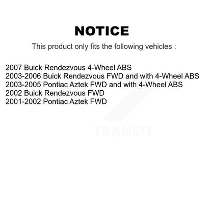 Rotor Brake Pad Bearing Suspension Front Kit (15Pc) For Buick Rendezvous Pontiac