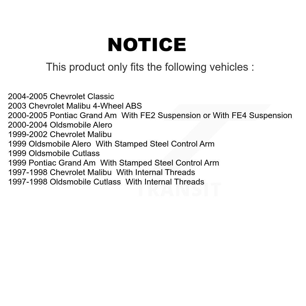 Rotors Brake Pad Bearing Suspension Front Kit (15Pc) For Pontiac Grand Am Malibu