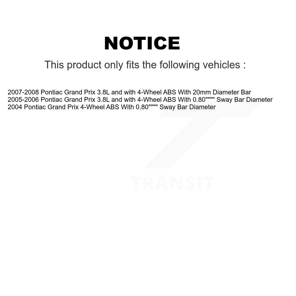 Disc Rotors Brake Pad Bearing Suspension Front Kit (15Pc) For Pontiac Grand Prix