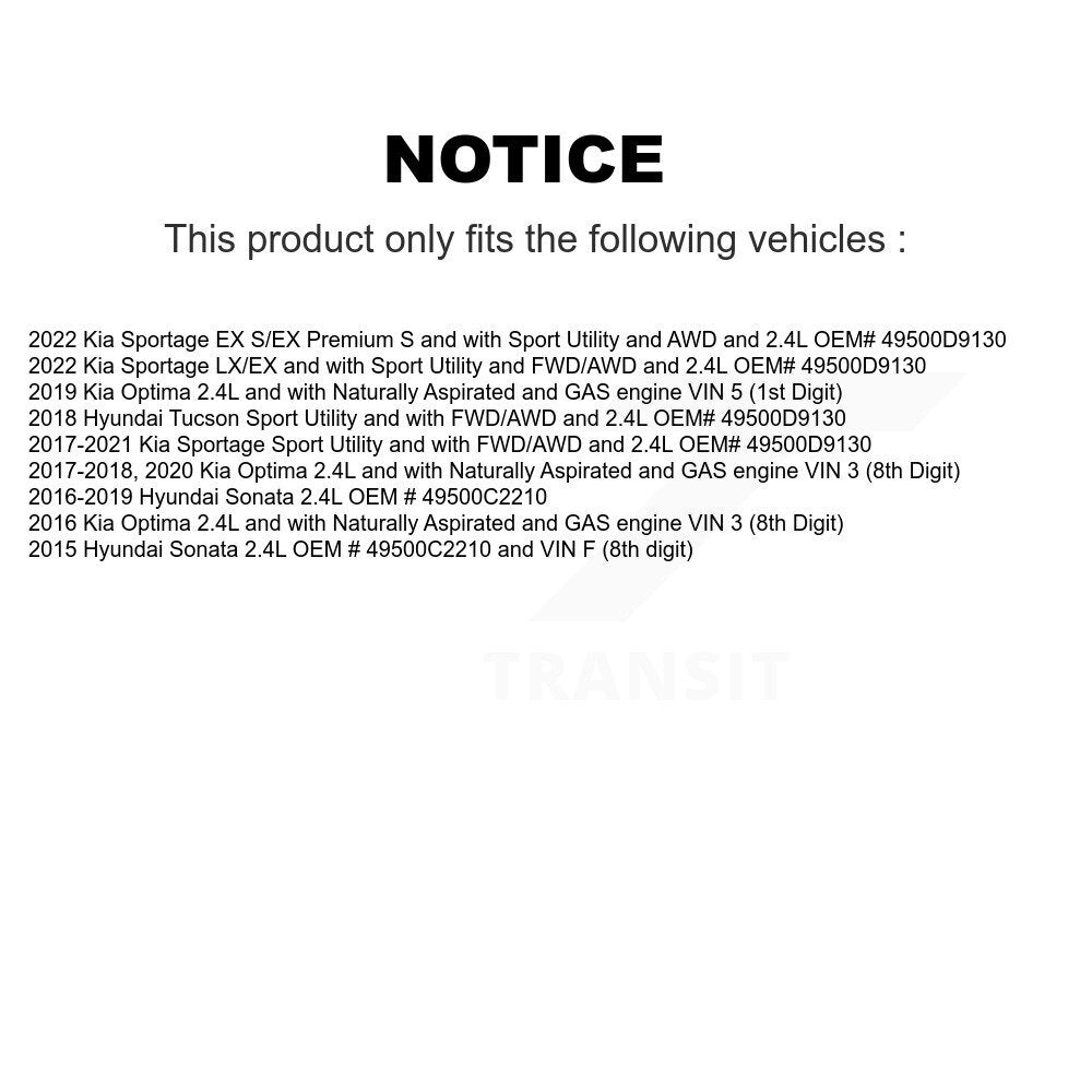CV Axle Drive Shaft And Hub Bearing Front Left Kit For Hyundai Sonata Kia Optima