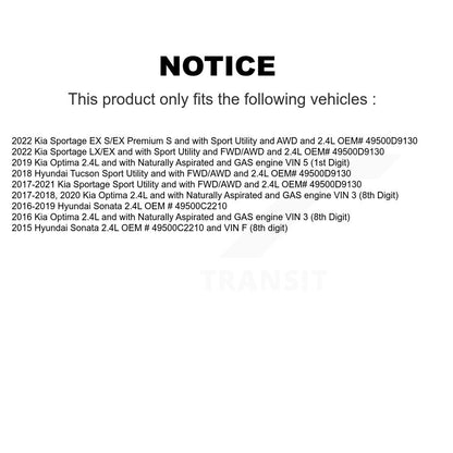 CV Axle Drive Shaft And Hub Bearing Front Left Kit For Hyundai Sonata Kia Optima