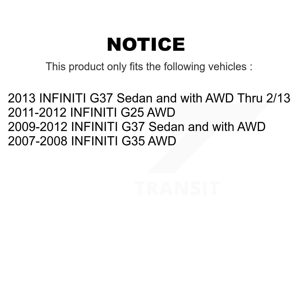 CV Axle Drive Shaft And Hub Bearing Front Left Kit For INFINITI G37 G35 G25