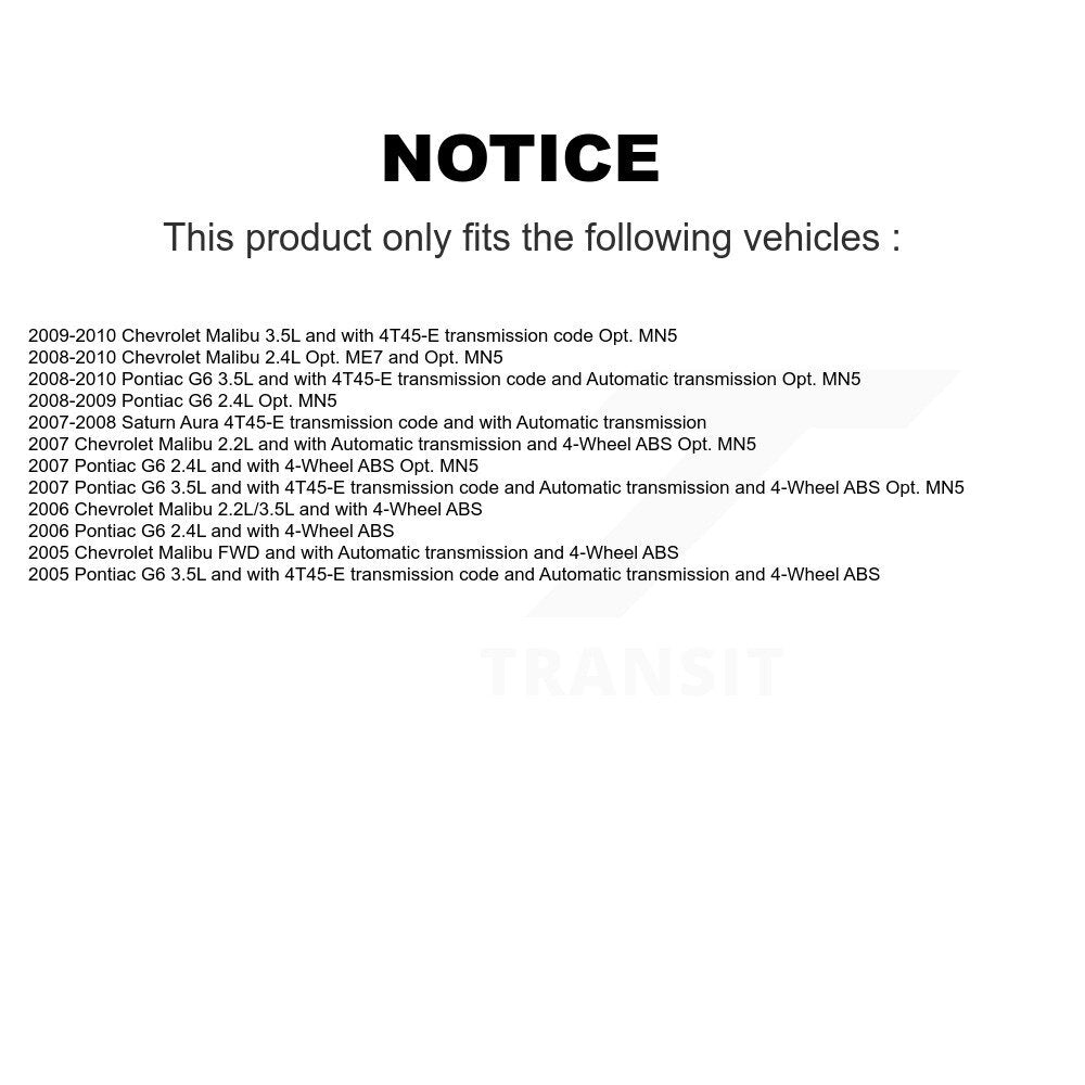 CV Axle Shaft Bearing Front Left Kit For Chevrolet Malibu Pontiac G6 Saturn Aura