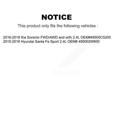 CV Axle Shaft And Bearing Front Left Kit For Kia Sorento Hyundai Santa Fe Sport