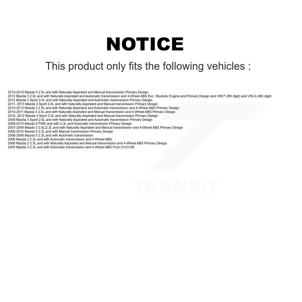 CV Axle Drive Shaft Assembly And Bearing Front Left Kit For Mazda 3 5 Sport