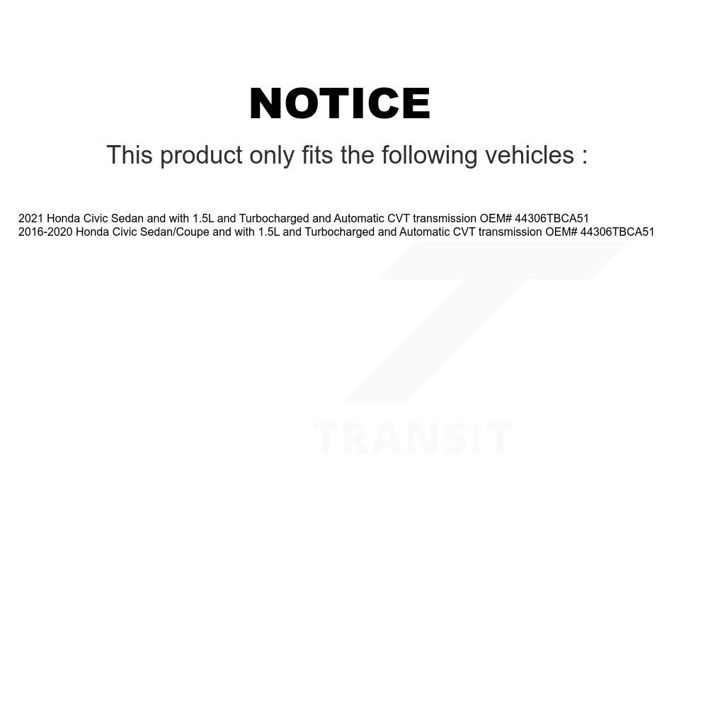 CV Axle Drive Shaft Complete Assembly And Bearing Front Left Kit For Honda Civic